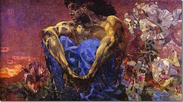 Vrubel, Mikkail - The Seated Demon. 1890 - The TretyakovGallery,Moscow, Russia
